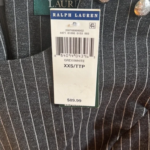 LAUREN (RALPH LAUREN) GREY PIN-STRIPED PEPLUM TOP - Picture 4 of 6